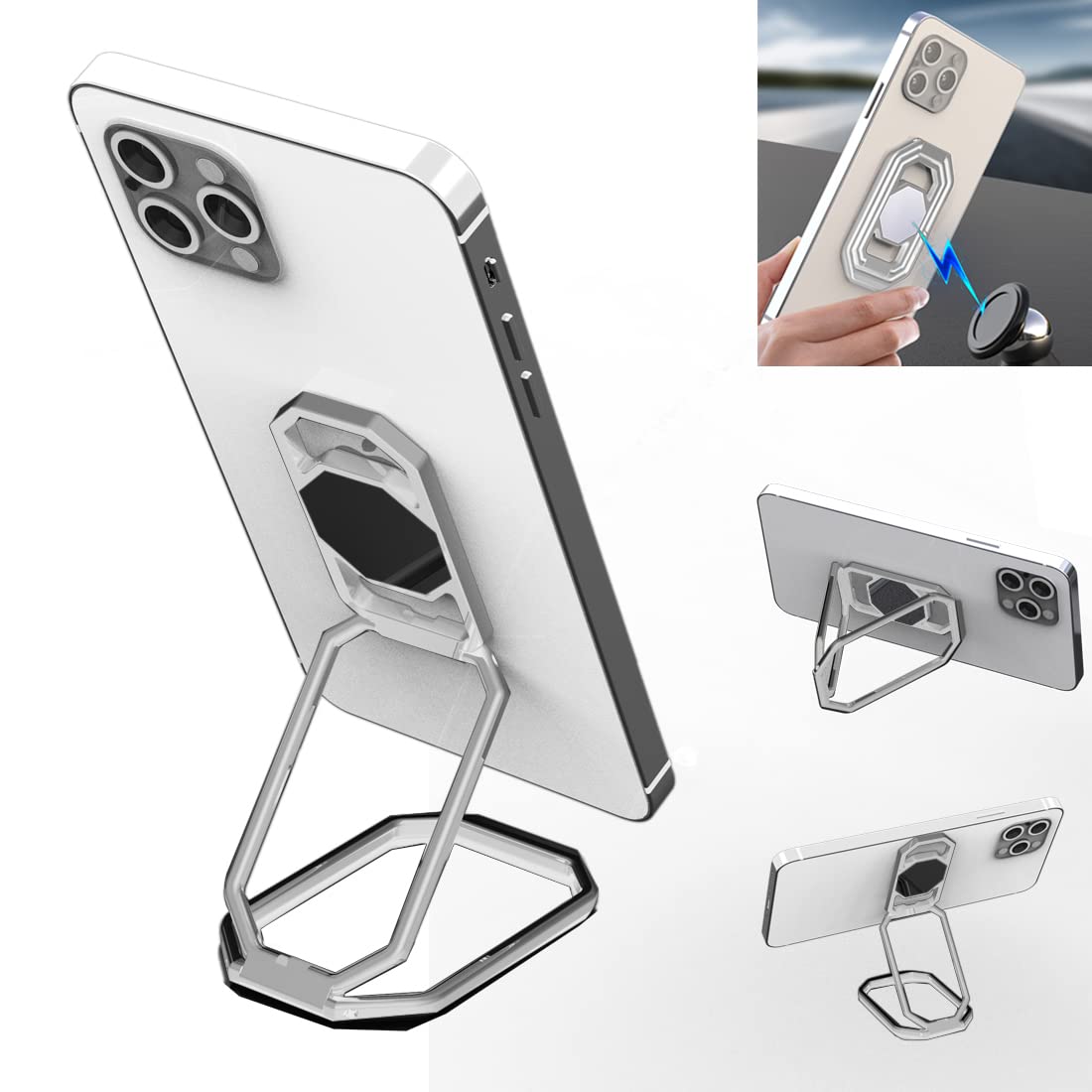 Foldable Phone Ring Holder, 360° Rotating Metal Grip Kickstand