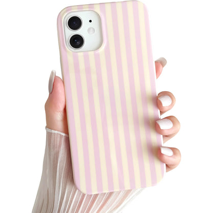 Yeddabox for iPhone 16 Pro Case Cute Striped Phone Case Soft TPU Slim Shockproof Phone Cover for Women Girls, Pink and Yellow