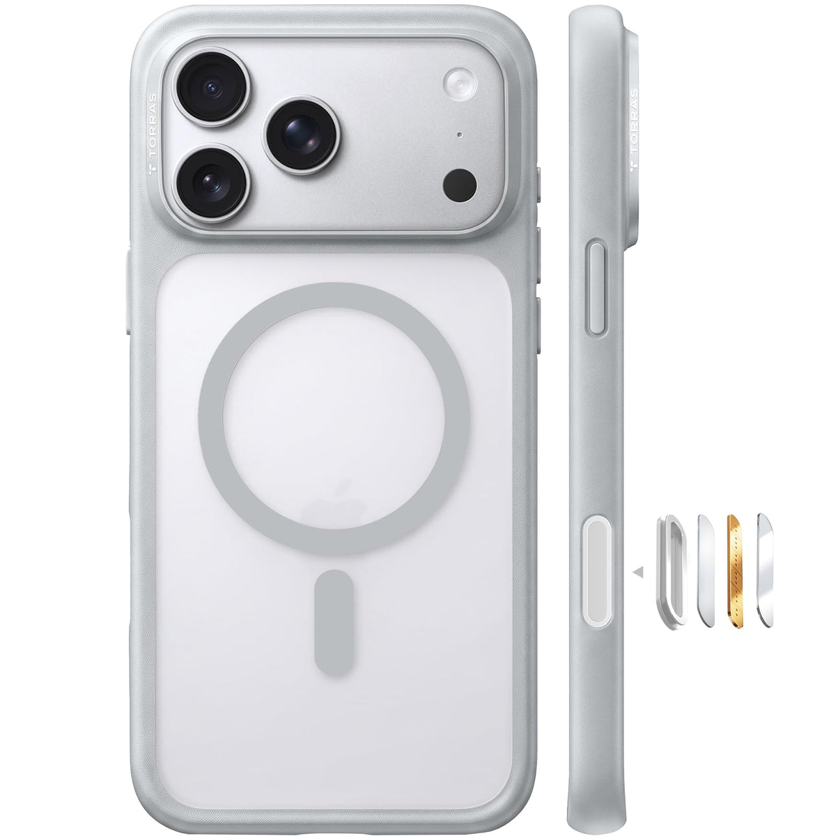 TORRAS Magnetic Shockproof for iPhone 17 Pro Case, Camera Control Silver