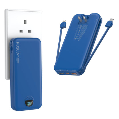Ffnpua Portable Charger Power Bank 20000mAh PD20W w/Built-in Cables