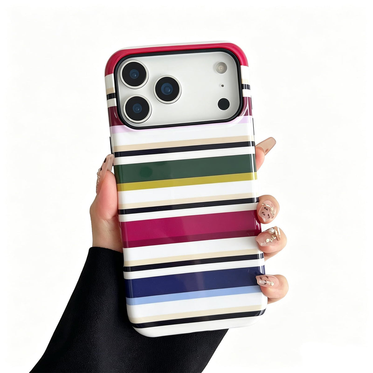 for iPhone 17 Pro Case Cute Yellow Colorful Striped Phone Case