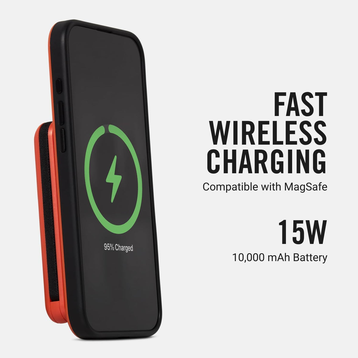Ridge 20W Magnetic Power Bank Battery Pack 10,000mAh - Fast Charging - Portable Charger Flight-Safe Travel Powerbank - Built-in Cables & Magnetic Attachment (Basecamp Orange)