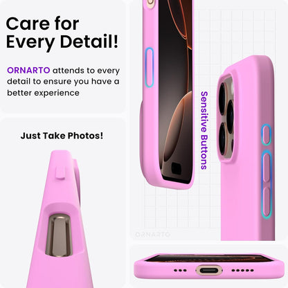 ORNARTO for iPhone 16 Pro Case, Liquid Silicone, Cherry Blossom