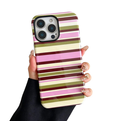 for iPhone 17 Pro Case Cute Yellow Colorful Striped Phone Case