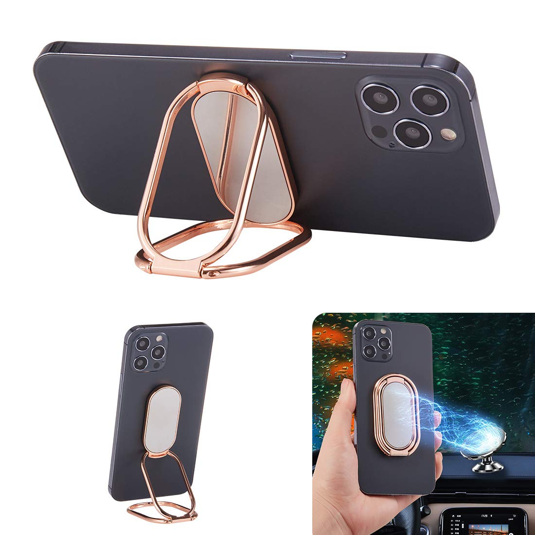Foldable Phone Ring Holder, 360° Rotating Metal Grip Kickstand
