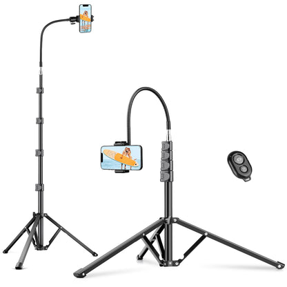Phone Tripod, 86" Tall Tripod for iPhone with Flexible Gooseneck & Remote