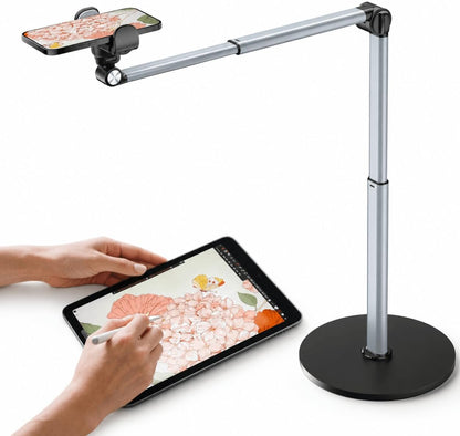 Mistriddle Overhead Phone Stand, 2-Section Telescopic Aluminum Arm