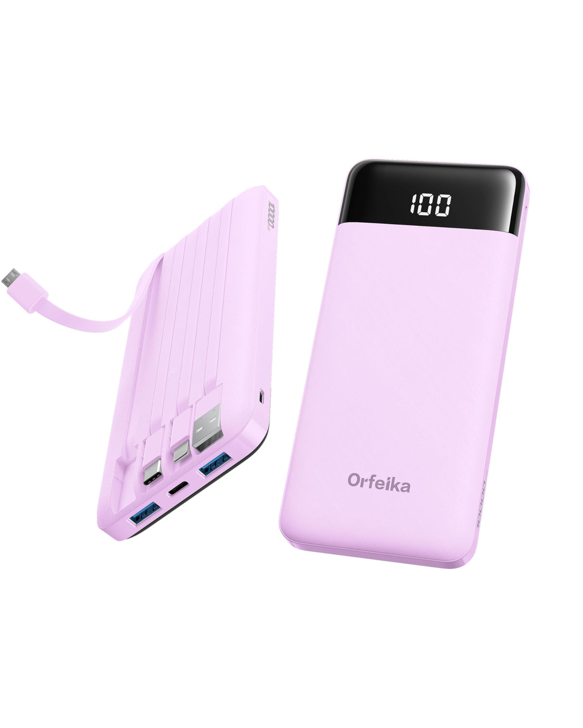 Orfeika Fast Charging Portable Charger Power Bank with Built-in 4 Cables