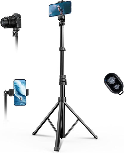 Extendable Phone Tripod for iPhone, Selfie Stick with Remote & Phone Holder