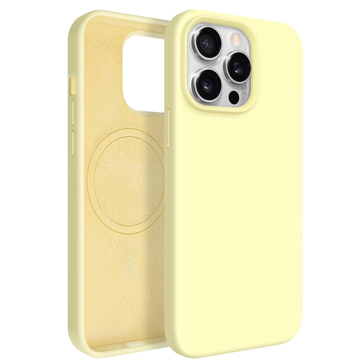 Newseego for iPhone 17 Pro Max Case with Camera Control Button, Solid Color Liquid Silicone Case for Women Girls Men Anti-Scratch Lining Shockproof Drop Protective Cover for iPhone 17 Pro Max-Yellow