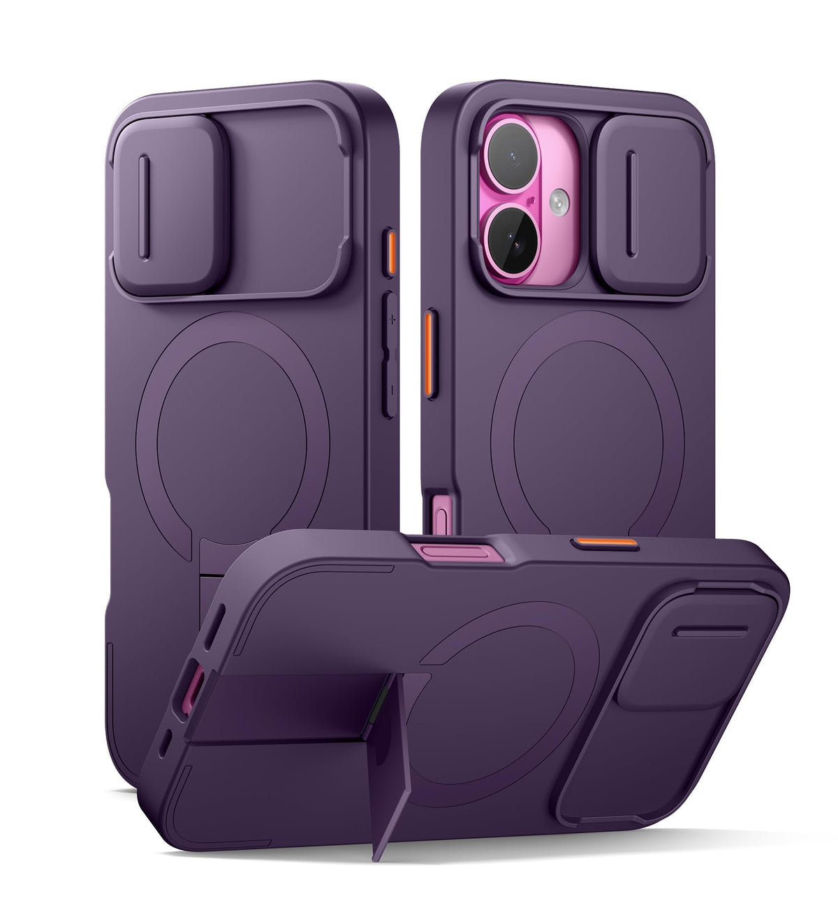 SURITCH for iPhone 17 Pro Max Case with Camera Control Cover, Camera Cover and Adjustable Kickstand, Compatible with MagSafe, Shockproof Bumper Protective Cases 6.9 Inch, Black