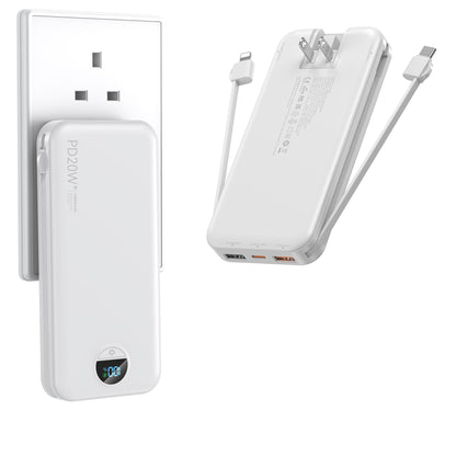 Ffnpua Portable Charger Power Bank 20000mAh PD20W w/Built-in Cables