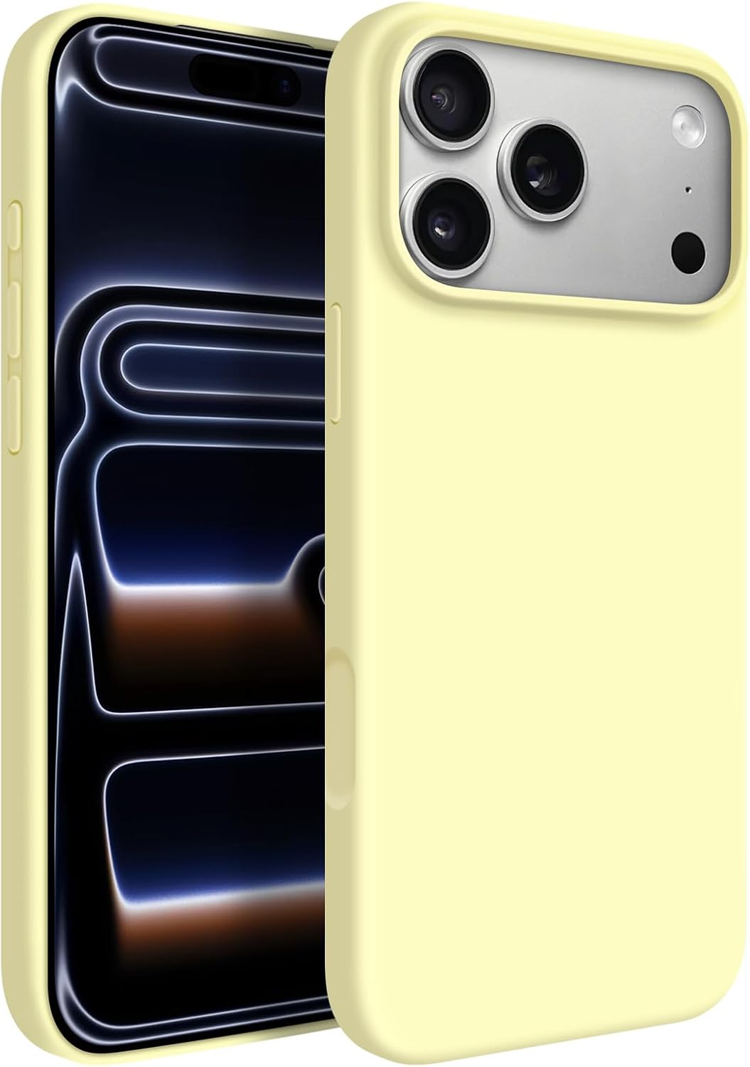 Newseego for iPhone 17 Pro Max Case with Camera Control Button, Solid Color Liquid Silicone Case for Women Girls Men Anti-Scratch Lining Shockproof Drop Protective Cover for iPhone 17 Pro Max-Yellow