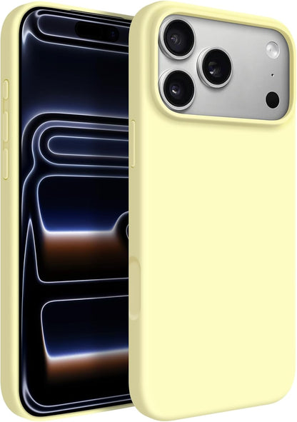 Newseego for iPhone 17 Pro Max Case with Camera Control Button, Solid Color Liquid Silicone Case for Women Girls Men Anti-Scratch Lining Shockproof Drop Protective Cover for iPhone 17 Pro Max-Yellow