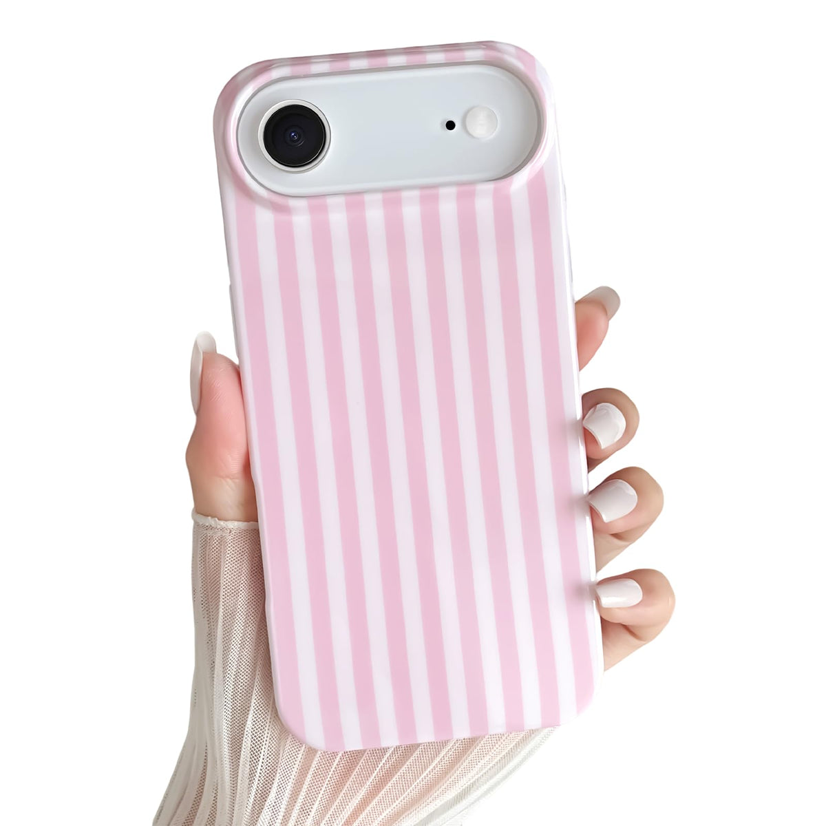 Yeddabox for iPhone 16 Pro Case Cute Striped Phone Case Soft TPU Slim Shockproof Phone Cover for Women Girls, Pink and Yellow