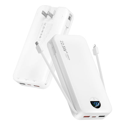 citicr Portable Charger 10000mAh PD20W w/Built-in Cables & Wall Plug Purple