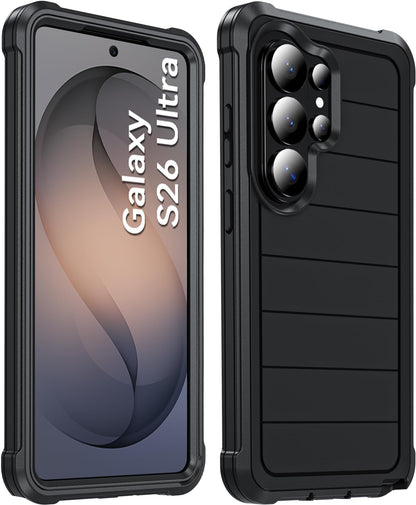 Hensinple for Samsung Galaxy A37 5G Phone Case with Screen Protector, Heavy Duty Military Shockproof Full Body Durable TPU Protective Cover Case for Samsung A37 5G (Black)