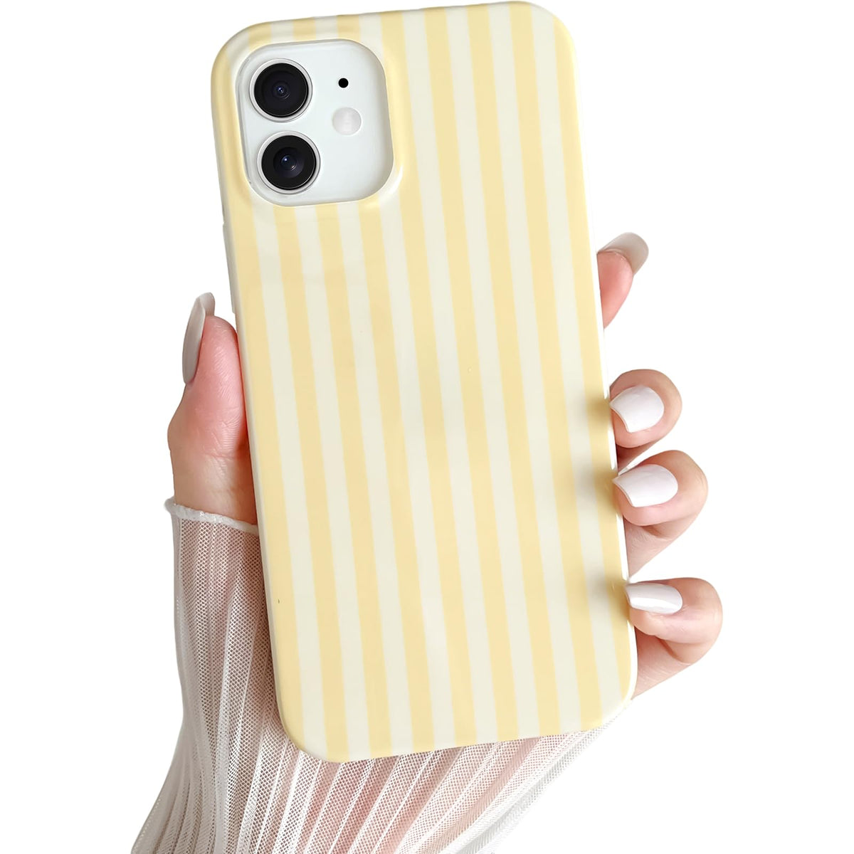 Yeddabox for iPhone 16 Pro Case Cute Striped Phone Case Soft TPU Slim Shockproof Phone Cover for Women Girls, Pink and Yellow