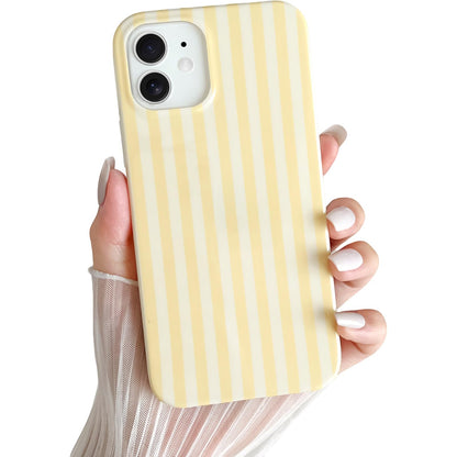 Yeddabox for iPhone 16 Pro Case Cute Striped Phone Case Soft TPU Slim Shockproof Phone Cover for Women Girls, Pink and Yellow