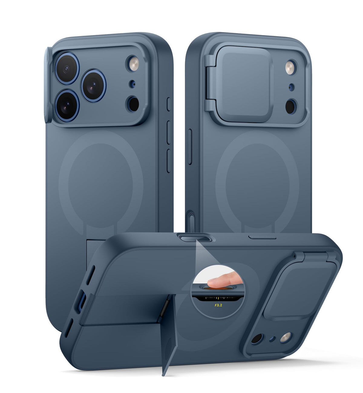 SURITCH for iPhone 17 Pro Max Case with Camera Control Cover, Camera Cover and Adjustable Kickstand, Compatible with MagSafe, Shockproof Bumper Protective Cases 6.9 Inch, Black