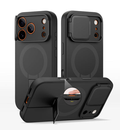 SURITCH for iPhone 17 Pro Max Case with Camera Control Cover, Camera Cover and Adjustable Kickstand, Compatible with MagSafe, Shockproof Bumper Protective Cases 6.9 Inch, Black