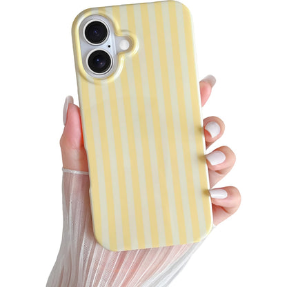 Yeddabox for iPhone 16 Pro Case Cute Striped Phone Case Soft TPU Slim Shockproof Phone Cover for Women Girls, Pink and Yellow