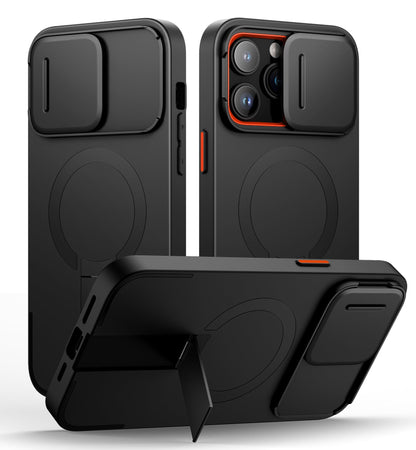 SURITCH for iPhone 17 Pro Max Case with Camera Control Cover, Camera Cover and Adjustable Kickstand, Compatible with MagSafe, Shockproof Bumper Protective Cases 6.9 Inch, Black