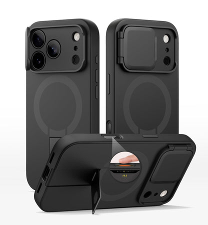SURITCH for iPhone 17 Pro Max Case with Camera Control Cover, Camera Cover and Adjustable Kickstand, Compatible with MagSafe, Shockproof Bumper Protective Cases 6.9 Inch, Black