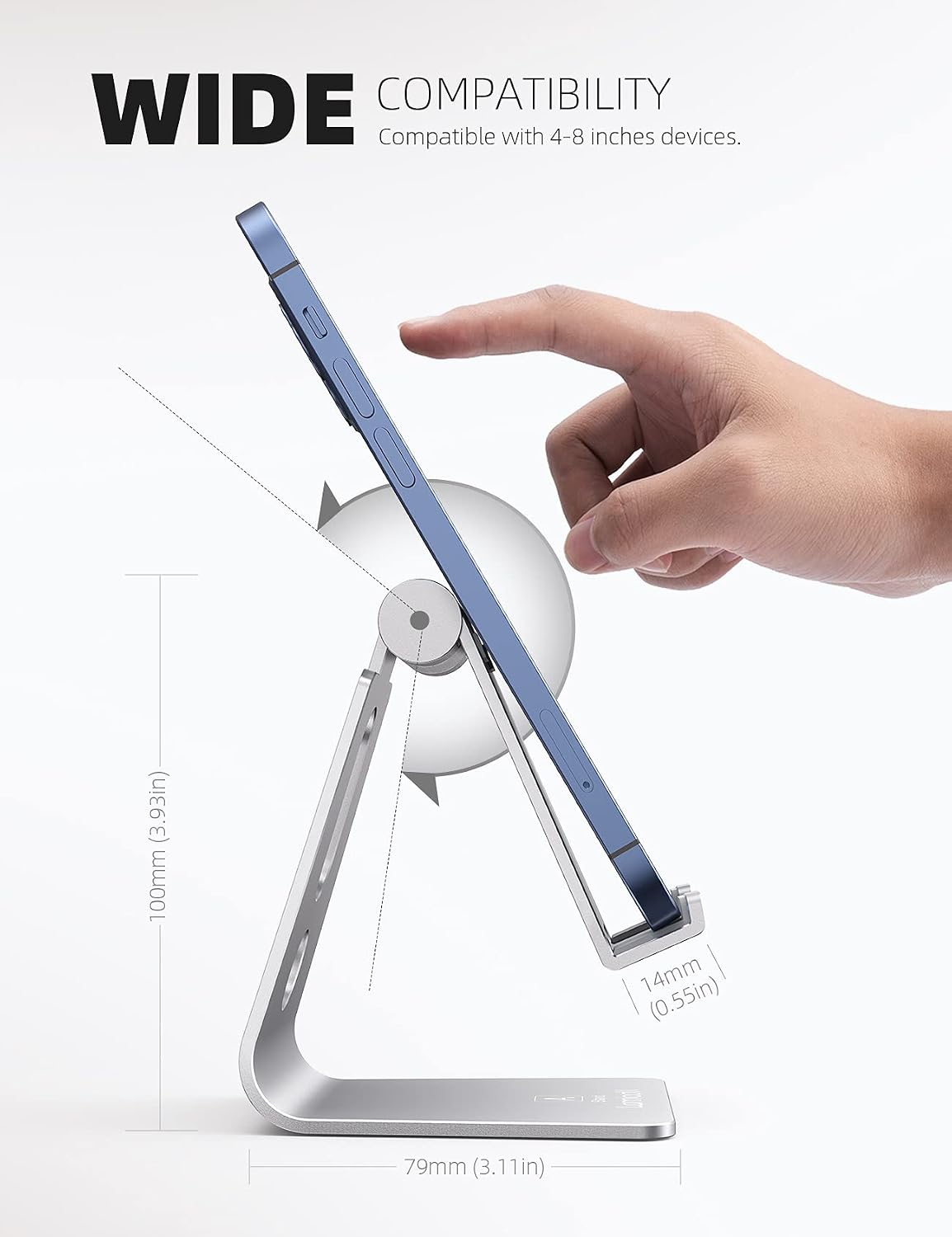 Lamicall Aluminum Cell Phone Stand, Adjustable Desk Phone Holder for iPhone