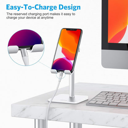 OMOTON CA02 Cell Phone Stand with Charging Hole for Desk Lightweight Silver