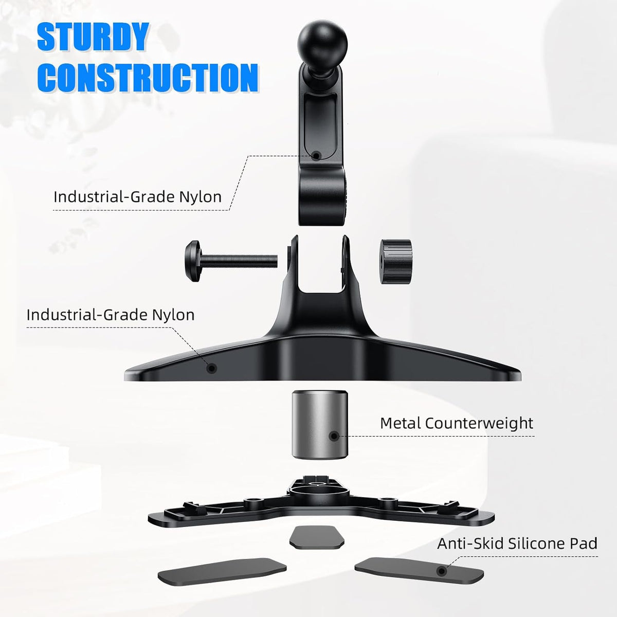 Desk Phone Stand for Popsocket, Adjustable Desk Phone Holder Compatible with Popsocket Mount, Heavy Duty Grip/Socket Phone Stand for Desk for Home/Office, Suitable for all mobile phones with Popsocket