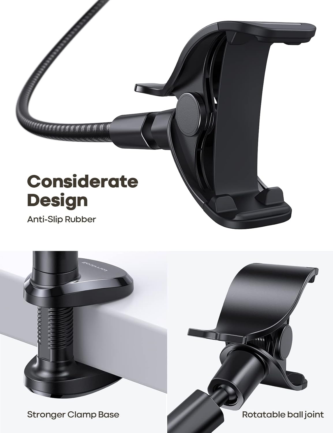 Lamicall Nylon Braided Gooseneck Phone Holder for Bed, 38" Overall Length