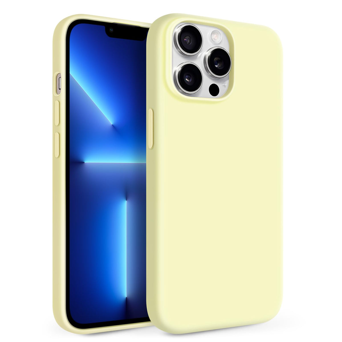 Newseego for iPhone 17 Pro Max Case with Camera Control Button, Solid Color Liquid Silicone Case for Women Girls Men Anti-Scratch Lining Shockproof Drop Protective Cover for iPhone 17 Pro Max-Yellow