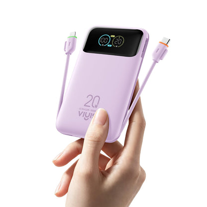 VIYISI Small Power Bank Portable Charger Slim 10000mAh Built-in Cables 20W
