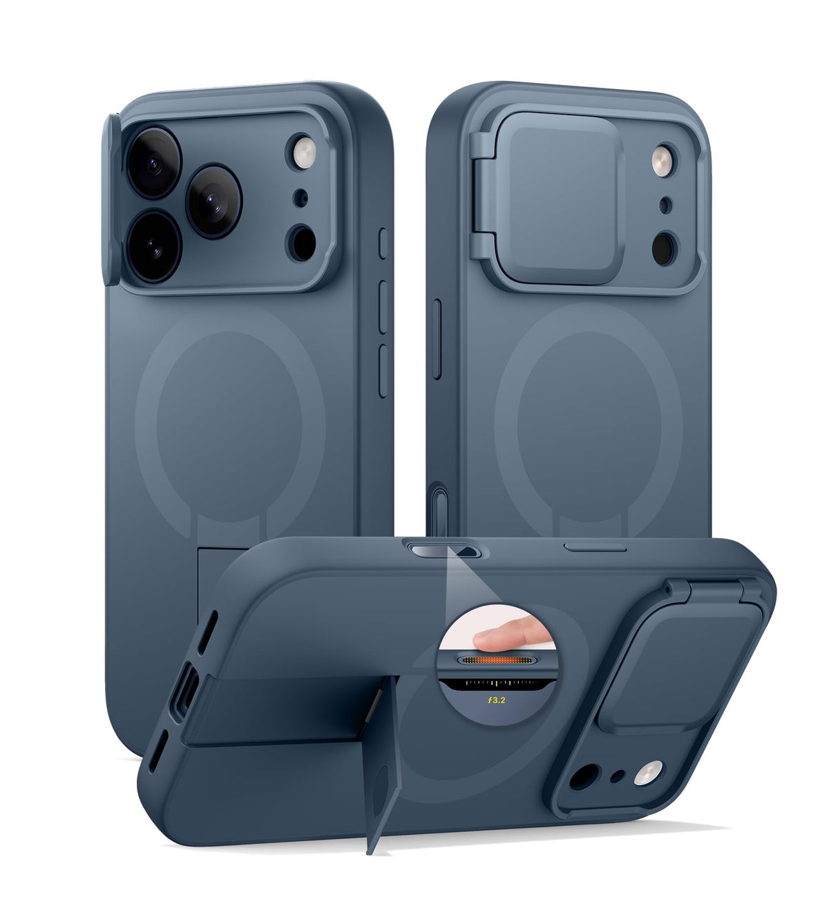 SURITCH for iPhone 17 Pro Max Case with Camera Control Cover, Camera Cover and Adjustable Kickstand, Compatible with MagSafe, Shockproof Bumper Protective Cases 6.9 Inch, Black