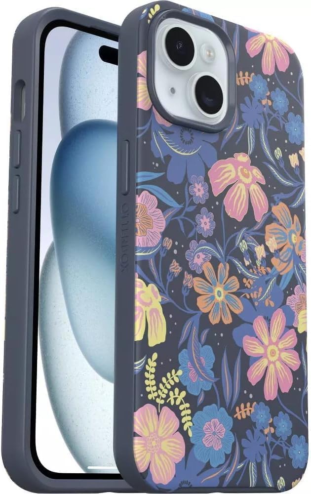 OtterBox iPhone 15, iPhone 14, and iPhone 13 Symmetry Series Clear Case - Stardust (Clear/Silver), Snaps to MagSafe, Ultra-Sleek, Raised Edges Protect Camera & Screen