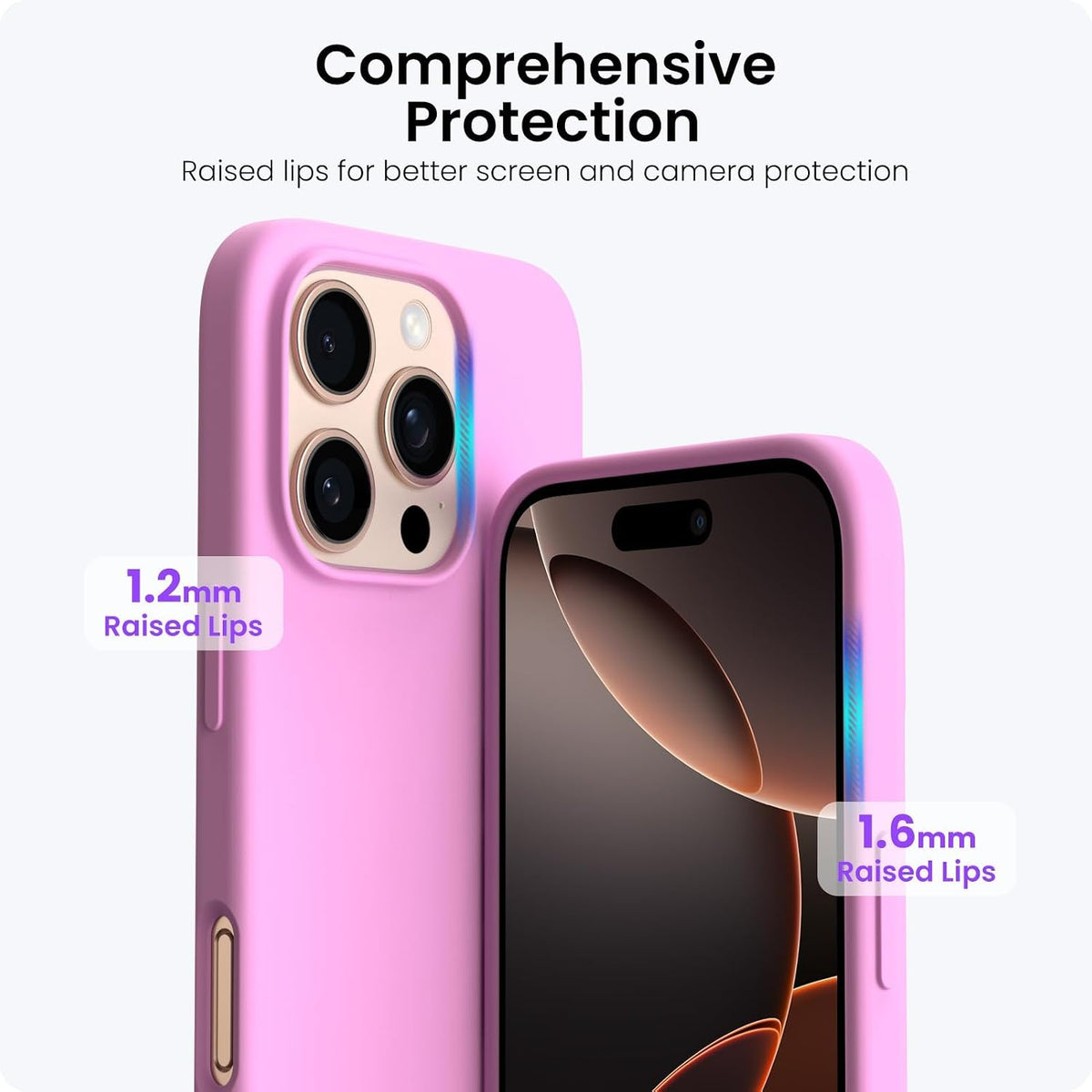 ORNARTO for iPhone 16 Pro Case, Liquid Silicone, Cherry Blossom