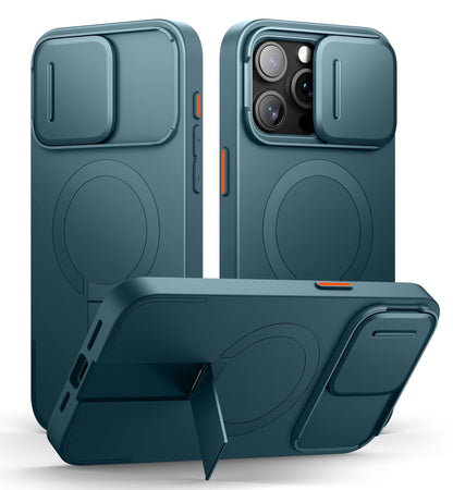 SURITCH for iPhone 17 Pro Max Case with Camera Control Cover, Camera Cover and Adjustable Kickstand, Compatible with MagSafe, Shockproof Bumper Protective Cases 6.9 Inch, Black