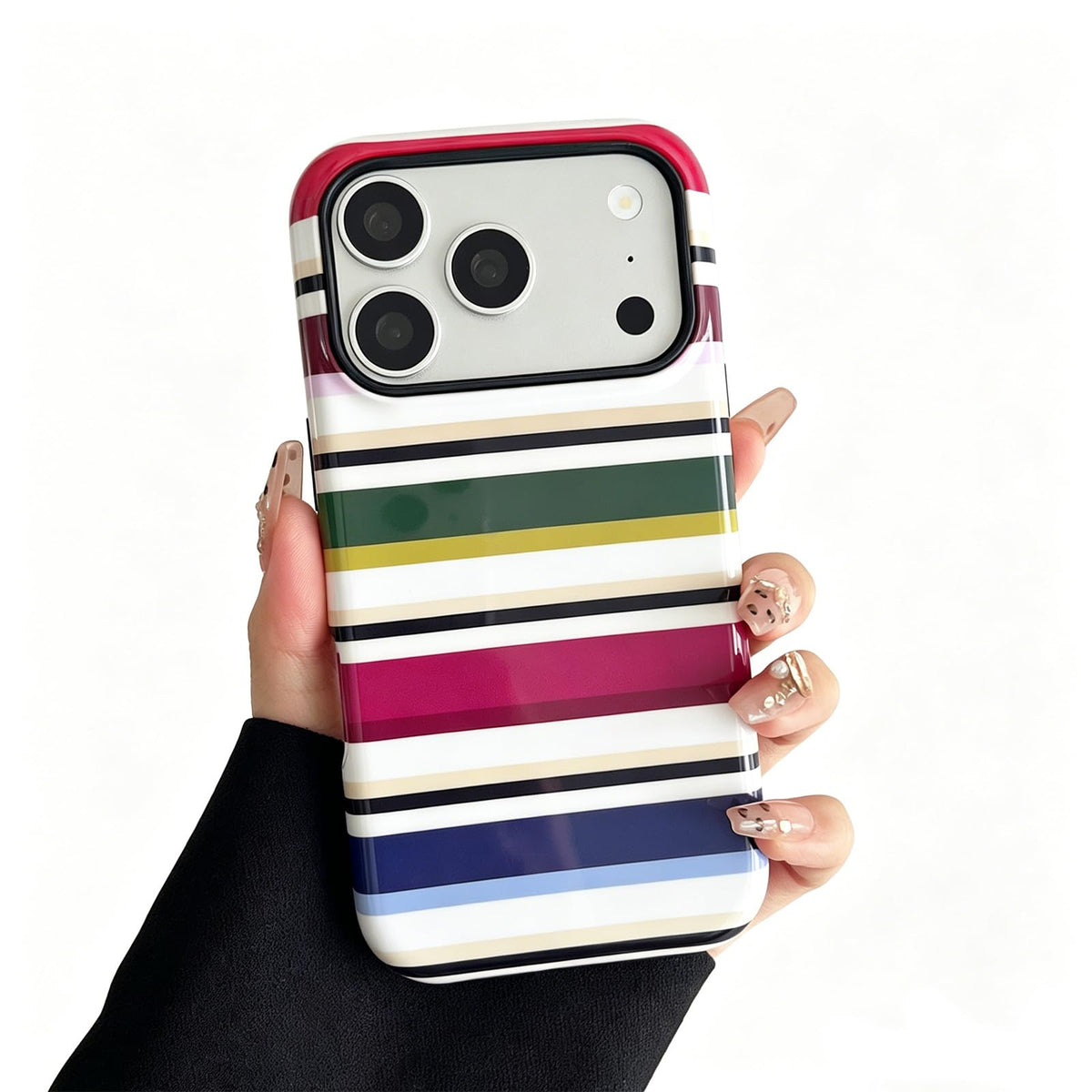 for iPhone 17 Pro Case Cute Yellow Colorful Striped Phone Case