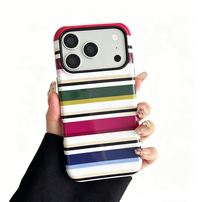 for iPhone 17 Pro Case Cute Yellow Colorful Striped Phone Case