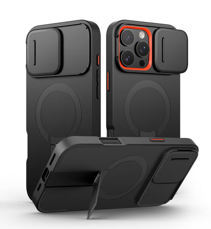 SURITCH for iPhone 17 Pro Max Case with Camera Control Cover, Camera Cover and Adjustable Kickstand, Compatible with MagSafe, Shockproof Bumper Protective Cases 6.9 Inch, Black