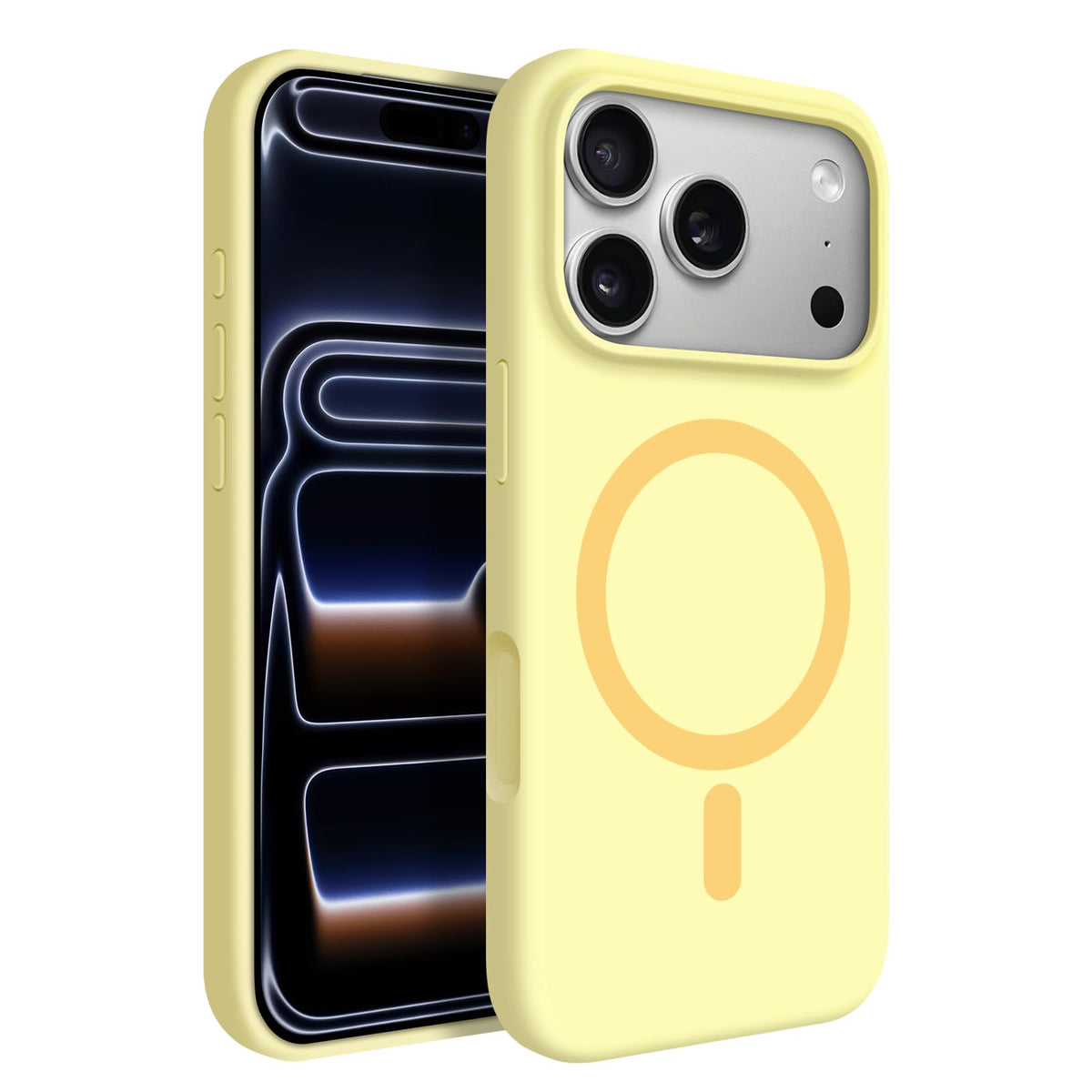 Newseego for iPhone 17 Pro Max Case with Camera Control Button, Solid Color Liquid Silicone Case for Women Girls Men Anti-Scratch Lining Shockproof Drop Protective Cover for iPhone 17 Pro Max-Yellow