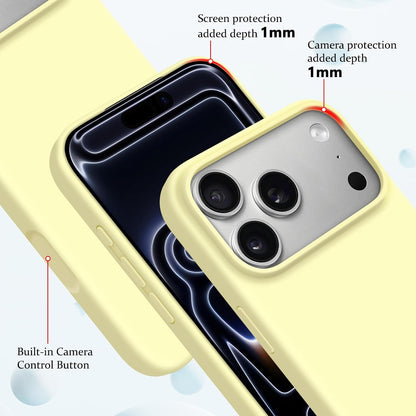 Newseego for iPhone 17 Pro Max Case with Camera Control Button, Solid Color Liquid Silicone Case for Women Girls Men Anti-Scratch Lining Shockproof Drop Protective Cover for iPhone 17 Pro Max-Yellow