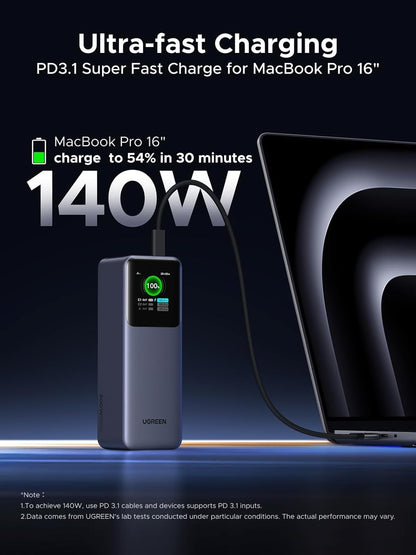 UGREEN Nexode 25000mAh 200W PD 3.1 TFT 3-Port Power Bank