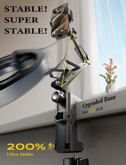 LISEN Cell Phone Holder for Bed Desk, Overhead Phone Mount iPhone Recording
