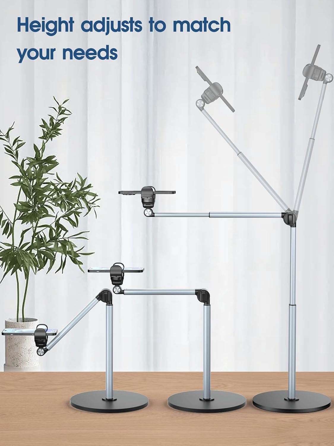 Mistriddle Overhead Phone Stand, 2-Section Telescopic Aluminum Arm
