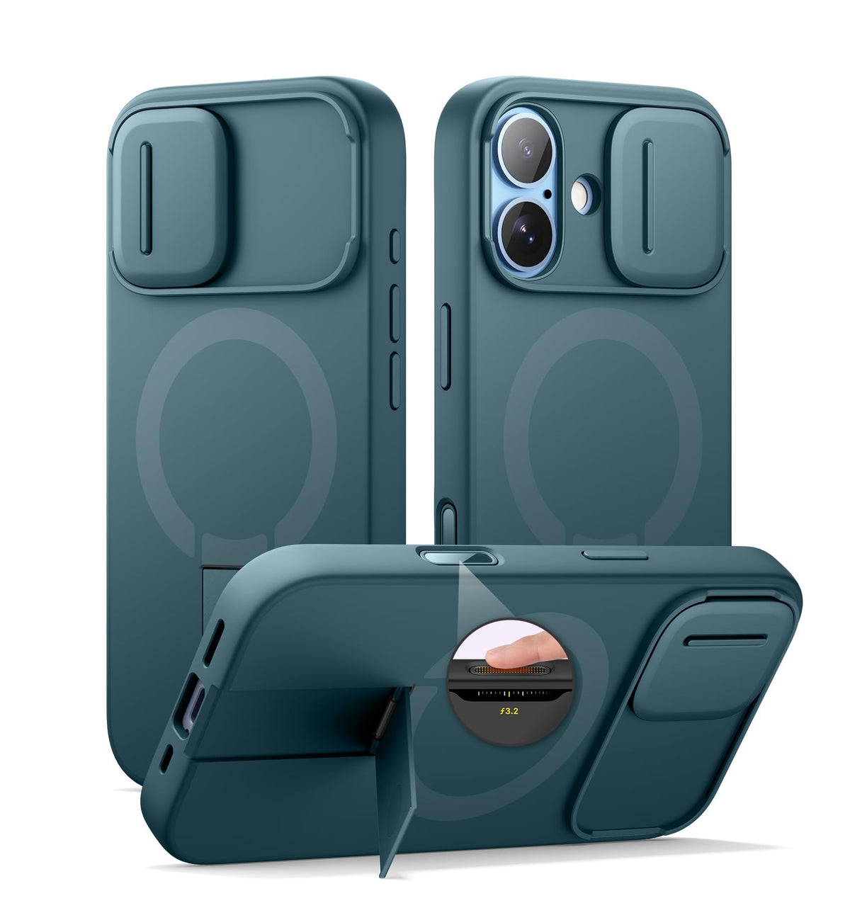 SURITCH for iPhone 17 Pro Max Case with Camera Control Cover, Camera Cover and Adjustable Kickstand, Compatible with MagSafe, Shockproof Bumper Protective Cases 6.9 Inch, Black