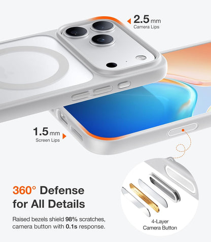 TORRAS Magnetic Shockproof for iPhone 17 Pro Case, Camera Control Silver
