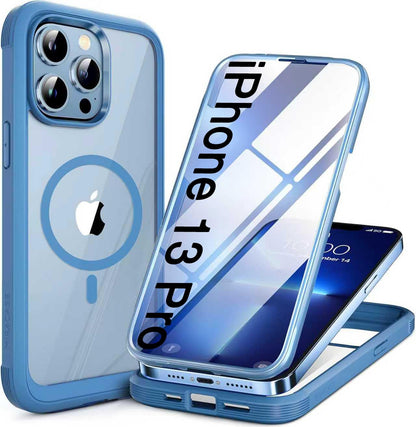 Miracase Magnetic for iPhone 15 Pro Max Case 6.7'' [Compatible with Magsafe] Full-Body Drop Proof Bumper Phone Case for iPhone 15 Pro Max with Built-in 9H Tempered Glass Screen Protector,Black
