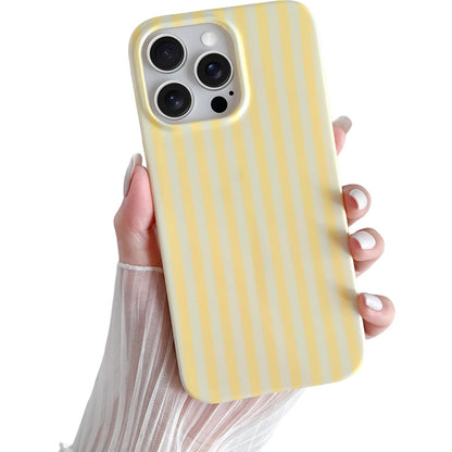 Yeddabox for iPhone 16 Pro Case Cute Striped Phone Case Soft TPU Slim Shockproof Phone Cover for Women Girls, Pink and Yellow
